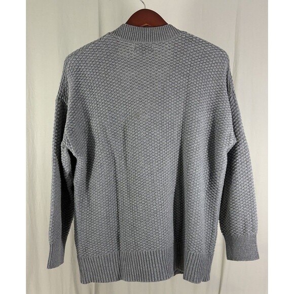 Aerie Long Gray Cotton Varsity Cardigan Sweater Women’s S Oversize Boyfriend - Picture 2 of 8